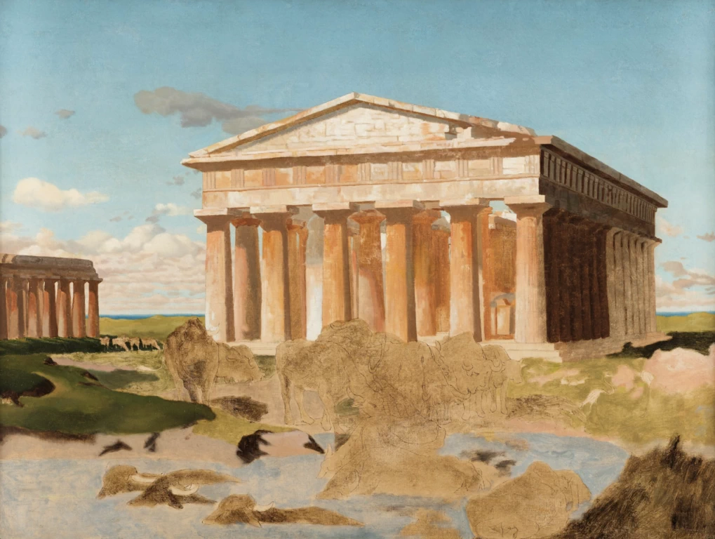 Paestum, mandria di bufali, 1851 - studio